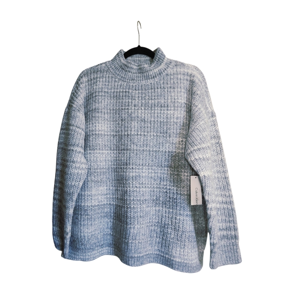 NWT Calvin Klein Women’s L Gray Marled Wool Blend Mock Neck Sweater